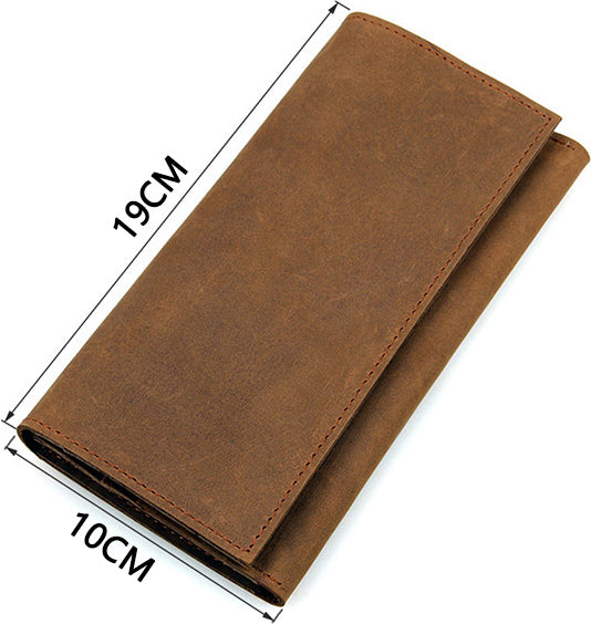 DEEPKEE original nubuck handmade full-grain genuine leather cowhide bag Deepkee Handmade Leather Bifold Long Wallet Checkbook Wallet #W8110