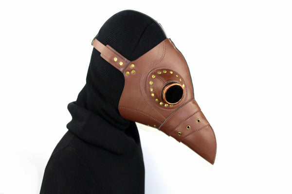 DEEPKEE original nubuck handmade full-grain genuine leather cowhide bag Steampunk Plague Doctor Bird Mask Long Nose Beak Halloween Costume #HG080