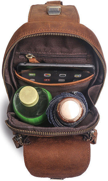 DEEPKEE original nubuck handmade full-grain genuine leather cowhide bag Packers Close-fitting Chest Bag No.30248