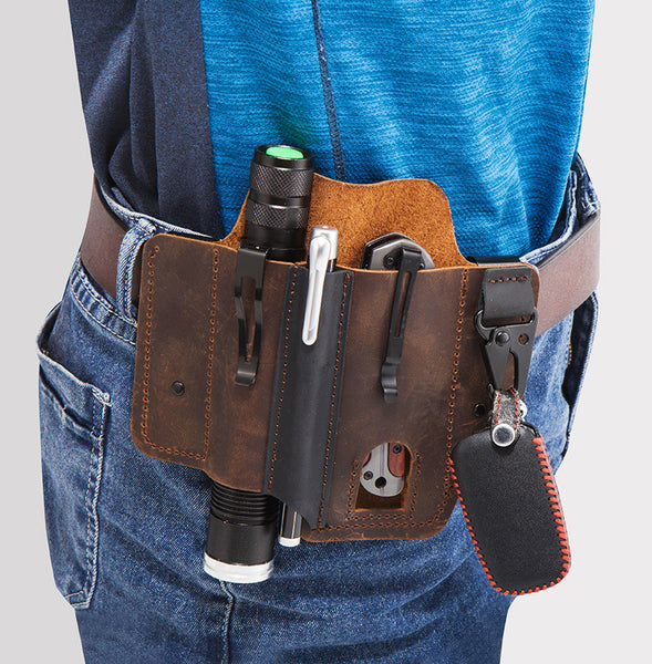 DEEPKEE original nubuck handmade full-grain genuine leather cowhide bag Outdoor Equipment EDC Tactical Tool Holster #C71