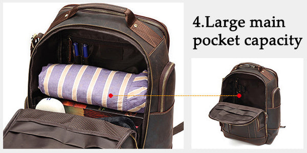 DEEPKEE original nubuck handmade full-grain genuine leather cowhide bag The Standard 15.6” Backpack #6597