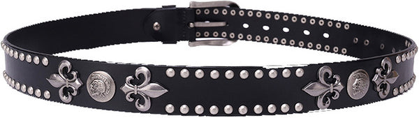 DEEPKEE original nubuck handmade full-grain genuine leather cowhide bag Roman Skull Totem Belt #191012