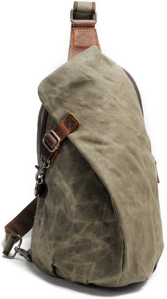 DEEPKEE original nubuck handmade full-grain genuine leather cowhide bag Batik Fabric canvas&Cowhide Dumpling-shape sling bag #82040K