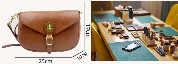 DEEPKEE original nubuck handmade full-grain genuine leather cowhide bag Handicraft Pure Leather Saddle Bag #43022