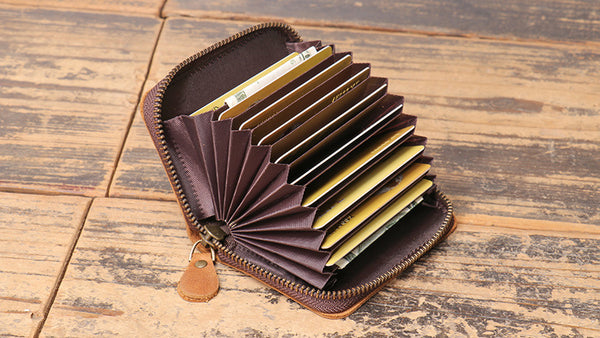 DEEPKEE original nubuck handmade full-grain genuine leather cowhide bag DEEPKEEE HANDMADE Mouth Organ Wallet/Card Holder No.J005