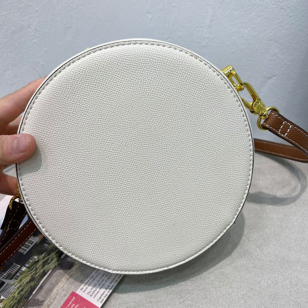 DEEPKEE original nubuck handmade full-grain genuine leather cowhide bag DEEPKEE HANDMADE LEATHER Miss Gail Luxury OOTD Round Crossbody Bag #G1144