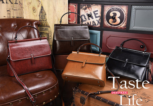 DEEPKEE original nubuck handmade full-grain genuine leather cowhide bag Cowhide Satchel Bag for Outgoing #6975-D