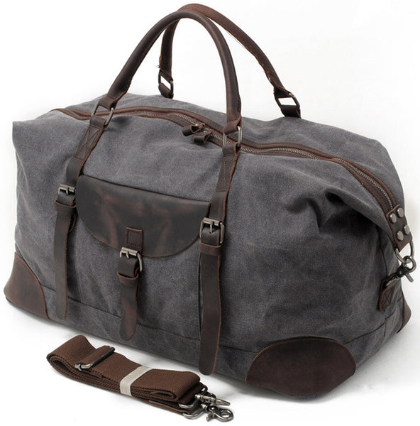 DEEPKEE original nubuck handmade full-grain genuine leather cowhide bag Leather Canvas Travel Handbag Canvas Duffle Bag #82056K