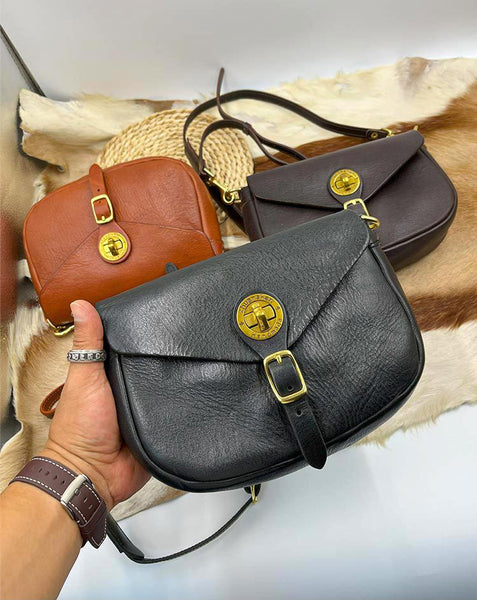 DEEPKEE original nubuck handmade full-grain genuine leather cowhide bag Handicraft Pure Leather Saddle Bag #43022