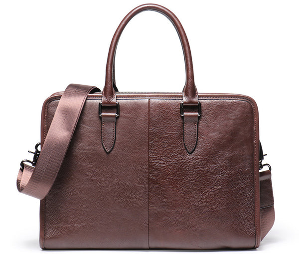 DEEPKEE original nubuck handmade full-grain genuine leather cowhide bag Vegetable Tanned Cowhide Leather Briefcase for laptop No.30046