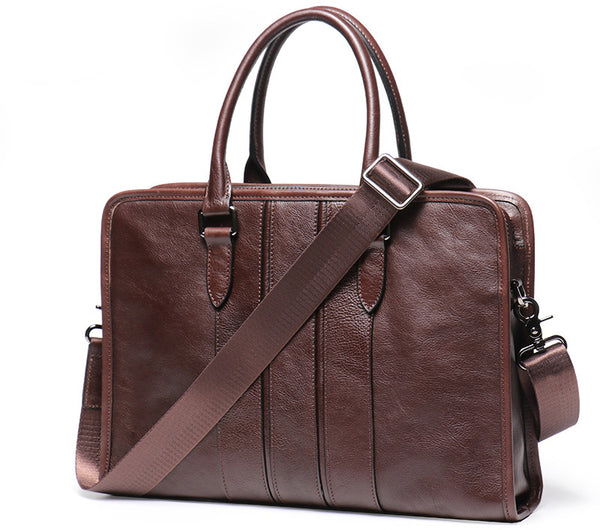 DEEPKEE original nubuck handmade full-grain genuine leather cowhide bag Vegetable Tanned Cowhide Leather Briefcase for laptop No.30046