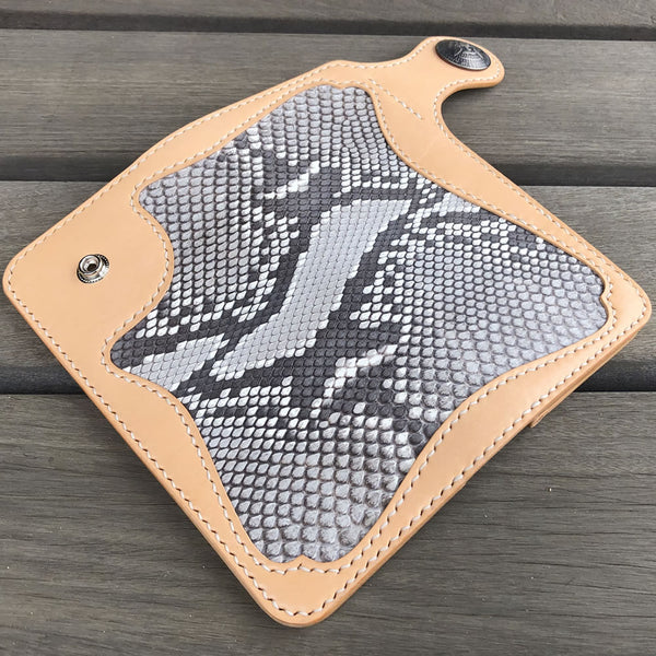 DEEPKEE original nubuck handmade full-grain genuine leather cowhide bag DEEPKEE Handmade Python Leather Bifold Wallet #59895