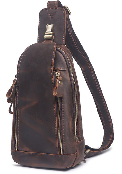 DEEPKEE original nubuck handmade full-grain genuine leather cowhide bag Packers Close-fitting Chest Bag No.30248