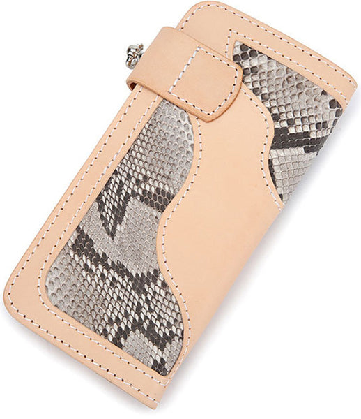 DEEPKEE original nubuck handmade full-grain genuine leather cowhide bag DEEPKEE Handmade Python Leather Bifold Wallet #59895