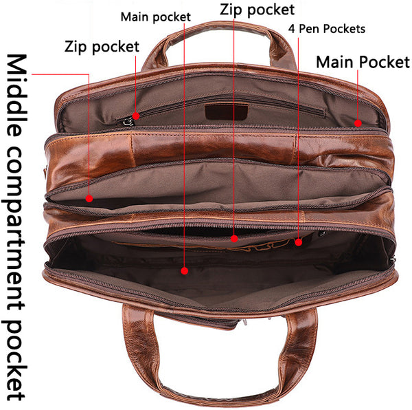 DEEPKEE original nubuck handmade full-grain genuine leather cowhide bag The DEEPKEE Executive attaché case #7093C