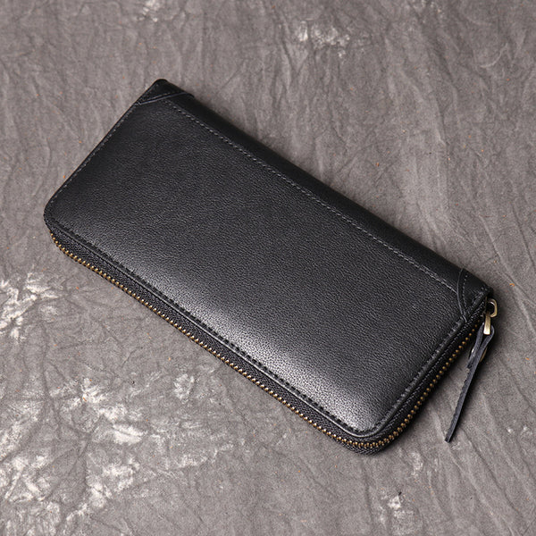 DEEPKEE original nubuck handmade full-grain genuine leather cowhide bag DEEPKEE HANDMADE | Leather Rectangular Clutch Purse Wallet No.J028