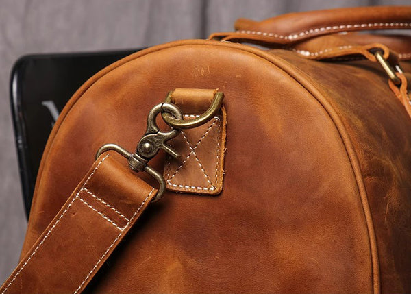 DEEPKEE original nubuck handmade full-grain genuine leather cowhide bag DEEPKEE LEATHER | Kenneth Genuine Leather Cross Duffel Bag No.30020