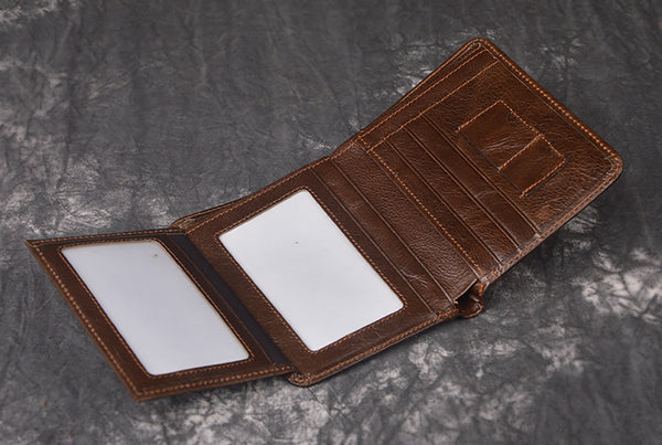 DEEPKEE original nubuck handmade full-grain genuine leather cowhide bag DEEPKEE HANDMADE | Oiled leather Trifold Wallet No.190