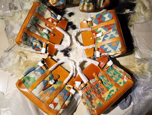 DEEPKEE original nubuck handmade full-grain genuine leather cowhide bag Deepkee Turkish Handmade Wool Rug Replica Kelly Cowhide Bag #30096