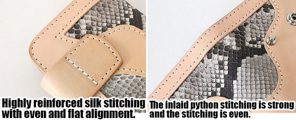 DEEPKEE original nubuck handmade full-grain genuine leather cowhide bag DEEPKEE Handmade Python Leather Bifold Wallet #59895