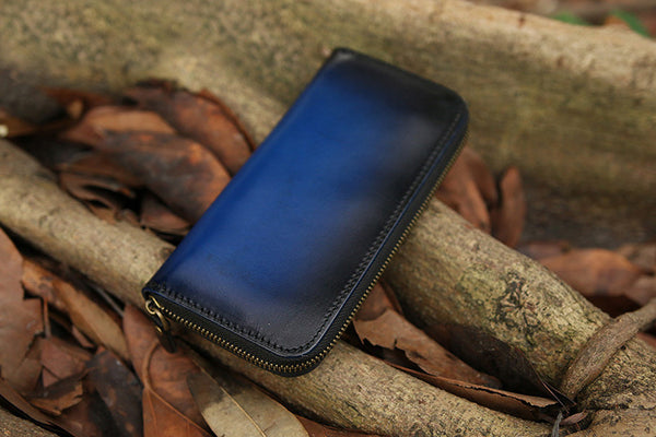 DEEPKEE original nubuck handmade full-grain genuine leather cowhide bag Deepkee Handcrafted Color Gradient Leather Long Wallet # 5415