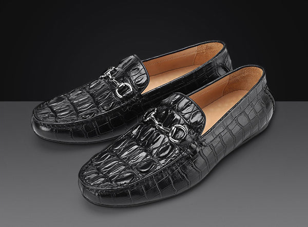 DEEPKEE original nubuck handmade full-grain genuine leather cowhide bag Handmade Crocodile Gommino Mens 6007-1