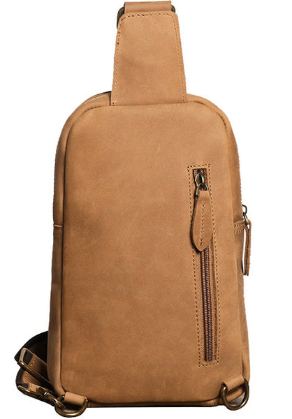 DEEPKEE original nubuck handmade full-grain genuine leather cowhide bag Baldwin Unisex Sling Bag No.30011