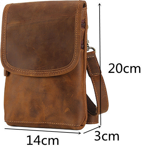 DEEPKEE original nubuck handmade full-grain genuine leather cowhide bag Leather Belt Pouch Cool Mini Shoulder Belt Bags No.3133