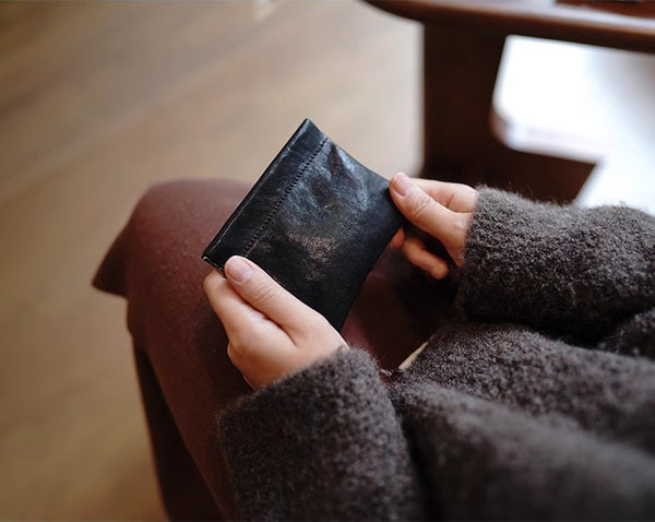 DEEPKEE original nubuck handmade full-grain genuine leather cowhide bag Handcrafted Leather Coin Purse & Card Organizer Wallet #D80591