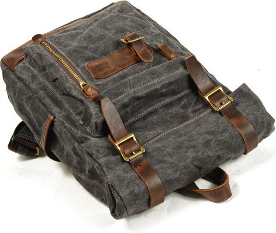 DEEPKEE original nubuck handmade full-grain genuine leather cowhide bag Outdoor mountaineering bag/rider motorcycle backpack No6896LA