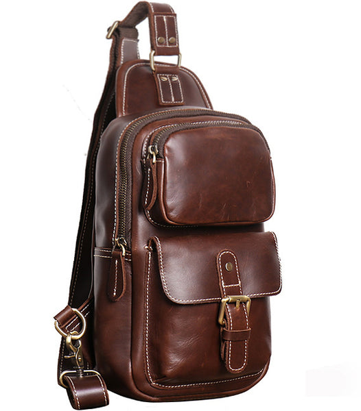 DEEPKEE original nubuck handmade full-grain genuine leather cowhide bag Advanced Sling bag No.30177