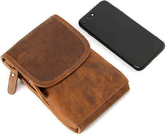 DEEPKEE original nubuck handmade full-grain genuine leather cowhide bag Leather Belt Pouch Cool Mini Shoulder Belt Bags No.3133