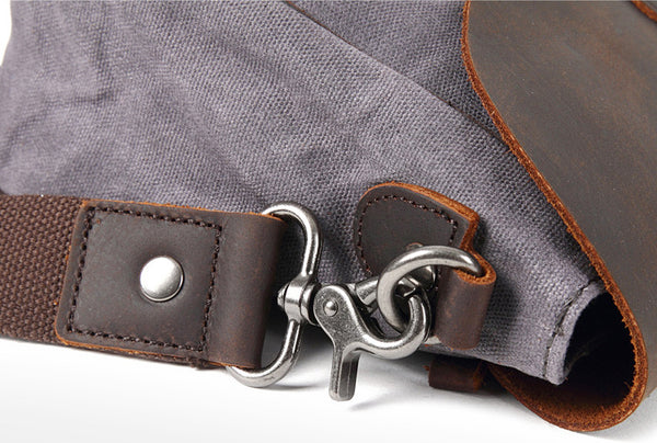 DEEPKEE original nubuck handmade full-grain genuine leather cowhide bag Waxed Canvas Messenger Side Bag #9110