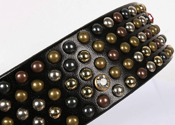 DEEPKEE original nubuck handmade full-grain genuine leather cowhide bag Small mushroom shaped glass nail rivet strip belt #211227