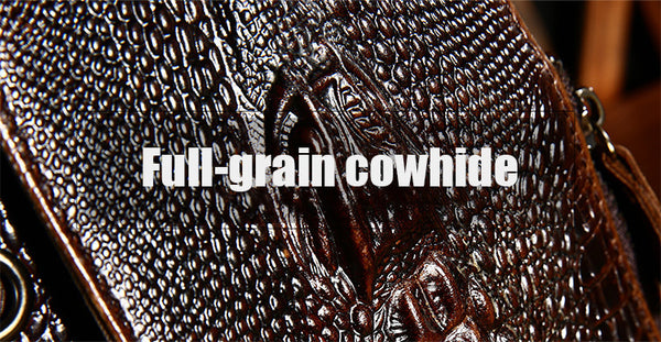 DEEPKEE original nubuck handmade full-grain genuine leather cowhide bag Deepkee Leather Crocodile Texture Cowhide Sling Bag #1313