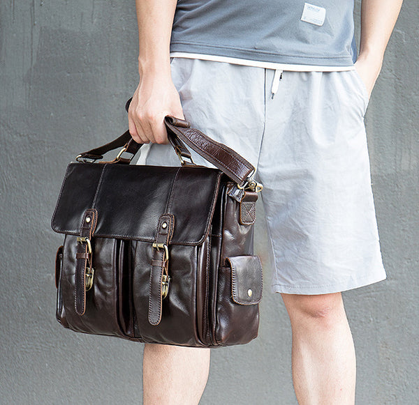 DEEPKEE original nubuck handmade full-grain genuine leather cowhide bag DEEPKEE® HANDMADE LEATHER BRIEFCASE #8942