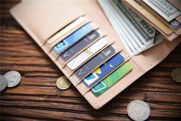 DEEPKEE original nubuck handmade full-grain genuine leather cowhide bag Handmade Personalized harley Leather Bifold Wallet #125_1