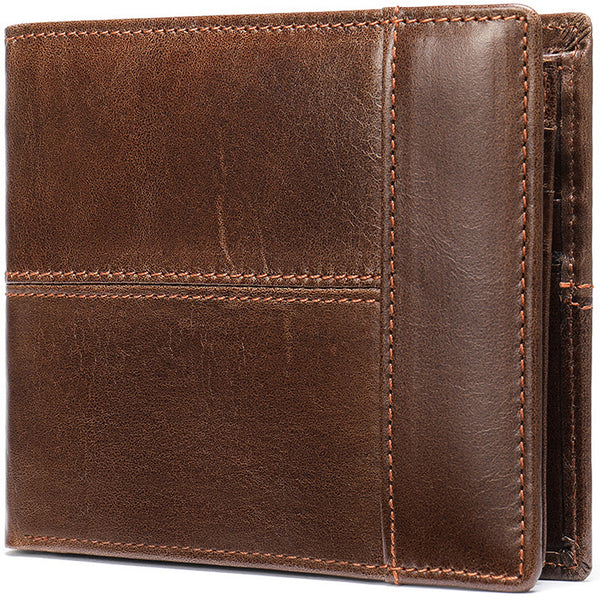 This is DEEPKEE original nubuck handmade full-grain genuine leather cowhide bag BIFOLD COMPACT WALLET NO.8064