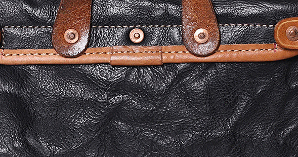 DEEPKEE original nubuck handmade full-grain genuine leather cowhide bag Literary Style Pleated, Vintage Messenger Bag No.190670