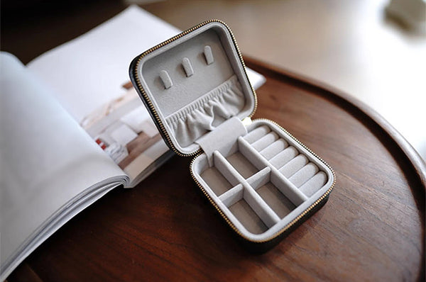 DEEPKEE original nubuck handmade full-grain genuine leather cowhide bag Refined Mini Jewelry Box #D11796