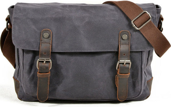 DEEPKEE original nubuck handmade full-grain genuine leather cowhide bag Handmade Leather Canvas Courier Bag# 6027