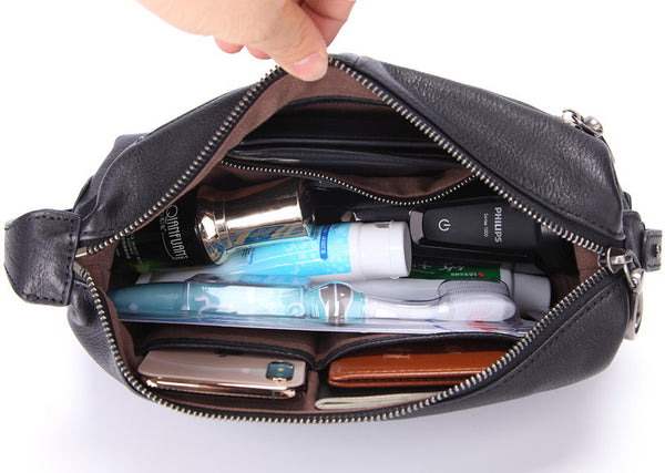 DEEPKEE original nubuck handmade full-grain genuine leather cowhide bag Cool Brown Black Coffee Leather Clutch Bag Purse Business Handbag #8185