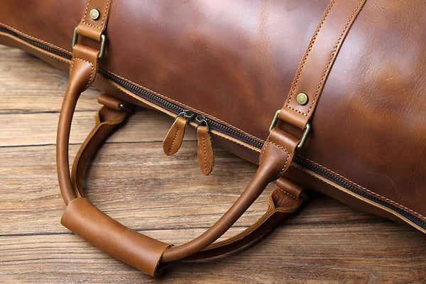 DEEPKEE original nubuck handmade full-grain genuine leather cowhide bag Wesley Crazy Horse Skin Large Travel Bag No.30181