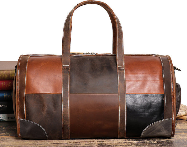 DEEPKEE original nubuck handmade full-grain genuine leather cowhide bag Jerome CONTRAST WEEKEND BAG No.30168