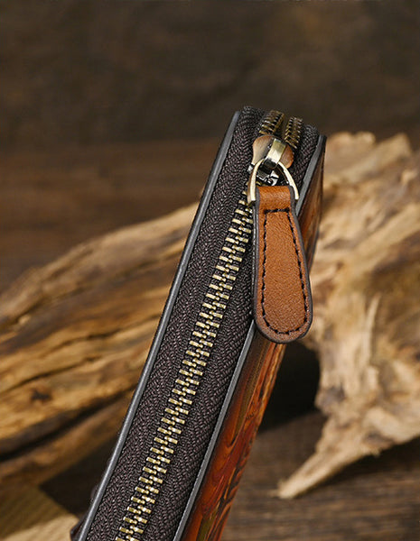 DEEPKEE original nubuck handmade full-grain genuine leather cowhide bag Deepkee Leather Carving Craft Wallet #YD-104