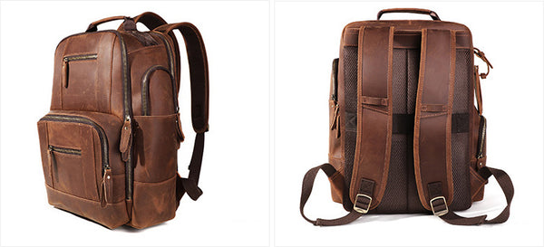 DEEPKEE original nubuck handmade full-grain genuine leather cowhide bag The Standard 15.6” Backpack #6597