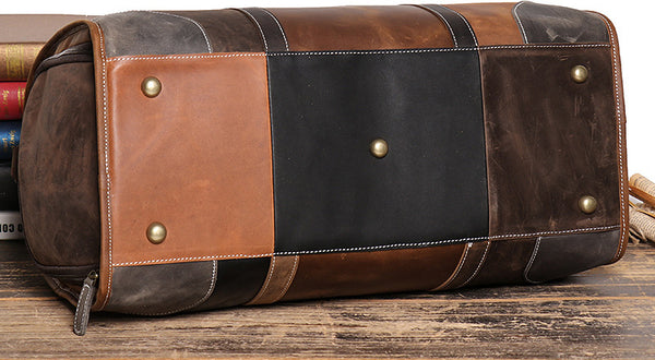 DEEPKEE original nubuck handmade full-grain genuine leather cowhide bag Jerome CONTRAST WEEKEND BAG No.30168