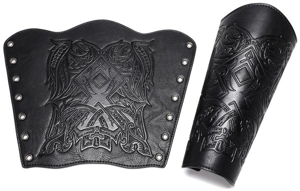 DEEPKEE original nubuck handmade full-grain genuine leather cowhide bag Nordic Viking Wristguard Medieval Renaissance COSPLAY Props Arm Guards FAS053