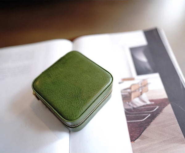 DEEPKEE original nubuck handmade full-grain genuine leather cowhide bag Refined Mini Jewelry Box #D11796