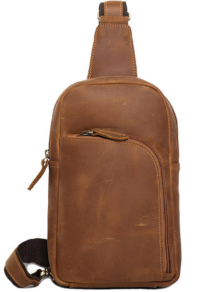 DEEPKEE original nubuck handmade full-grain genuine leather cowhide bag Baldwin Unisex Sling Bag No.30011